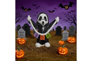 Hand Painted Halloween Resin Craft Statue, Waterproof Indoor Outdoor Home Decor Ornament, Creepy Tabletop Prop for Halloween