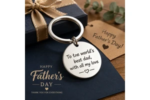 Custom Logo Engraved Fathers Day Gift Keychain Stainless Steel Metal Keychain Laser Carving Blank Metal Key Chain