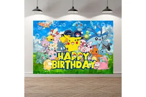 Cartoon-themed Pikachu Backdrop KT Board with Digital Printing for Pet Children's Birthday Parties Decorative Party Supplies