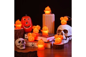 Wholesale Halloween Pumpkin Ghost Night Light Battery Operated LED Lanterns with Hemp Rope for Indoor/Outdoor Night Light