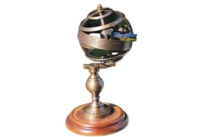 Antique Brass Armillary Sphere Earth Globe Vintage Collectible Home Decor Handmade Rotating Nautical Decor