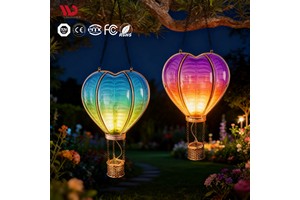 Exquisite Mini Heart-shaped Hot Air Balloon Solar LED Hanging Lantern Garden Water-Resistant Decoration Lights For Festive