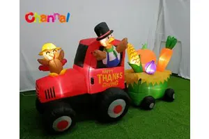 2025 new Thanksgiving decorations Inflatable Thanksgiving Tractor Turkey air model LED lights for patio garden decoration