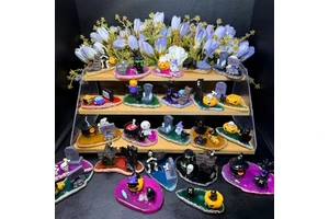 Wholesale Hand Made Popular Aura Agate Slab With Plastic Halloween Characters for Festival Gifts