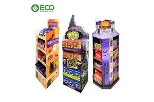 Eco Custom Halloween Corrugated Paper Display Stand Cardboard Floor Stand For Supermarket And Shopping Mall Use