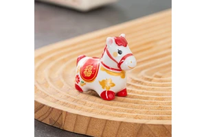 New Chinese-style Horse-themed New Year's Fortune Creative Gift Chinese Characters Chopstick Holder Animal Rotating Desk