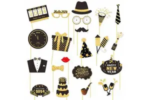 21pcs/set 2024 New Year Party Decoration Photo Props Family Holiday Party Atmosphere Decoration Happy New Year Photo Props