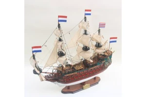 DE ZEVEN PROVINCIEN Painted Handcrafted Wooden Model Inspired by Dutch Tall Ship-Feng Shui Style Home Decor Collectible