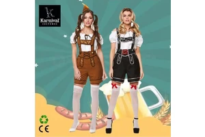ODM Wholesale Bavarian Oktoberfest Waitress German Beer Festival Women Short Lederhosen Halloween Party Carnival Costumes