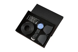 Valentine's Day Birthday Gift Set Paper Wallet Embossed Quartz Watch Belt Sunglasses Father's Day Welfare Boyfriend Business