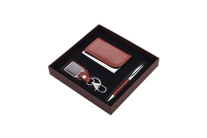 Father's Day 2026 Trendy Wholesale Name Card Holder with Key Chain and Pen Gadgets Gift Set for Men Client Business Promotion