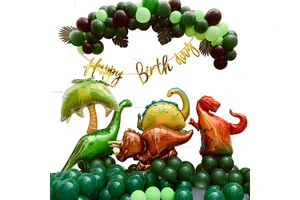 Aluminum Wrap Dinosaur Balloon Chain Birthday Flag Set Children's Birthday Jungle Background Decorated Party Balloon