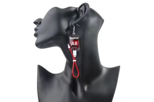 Halloween Party Gifts Blood Group Earrings Blood Type Pendant Blood Bag Earring