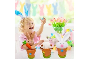 Cross-Border New Product Easter Bunny Ornaments and Carrot Flower Pot for Home Holiday and Party Decorations