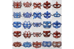 HC312 Vintage Blue and Red Antique Party Masks Halloween Carnival Masquerade Ball Mask Venetian Masquerade Mask