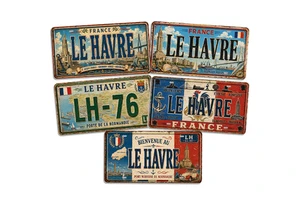 Vintage France Le Havre Tin Sign Rustic Funny Metal Sign Old Fashioned Seafood Bar Maritime Shop Wall Decor Metal Sign