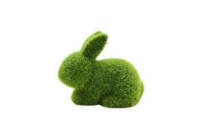 Easter Flocking Rabbit Large Flocking Moss Grass Bunny Statue Party Decoration Angel Oral Decal Low Moq Easter Products Glossy