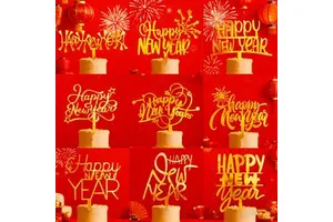 Ins style cross-border Happy New Year acrylic cake decoration Happy New Year's Eve cake plugin cake card