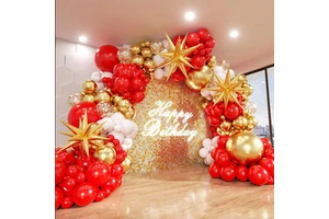 Red Festive Decoration Products Balloons Garland Kit Metallic Gold White Party Balloon Sets for Wedding Backdrop Supplies