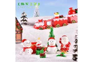 New Christmas old man, snowman, train, microlandscape, snow scene, decorative items, candles, gifts, socks, bells, resin handic