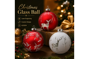 Wholesale Customizable Laser Engraved Christmas Glass Ornaments Ball Xmas Bauble Bulk Xmas Tree Decorations For Brands Retailers