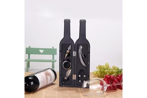 Promotional 5 Pieces Stainless Steel Wine Tool Set Bottle Shaped Gift Sets Wine Opener Set
