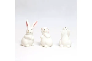Custom Mini White Ceramic Easter Bunny Rabbit Figurine Decoration Indoor Outdoor Easter Decor Bunny Family Items Gifts for Sale