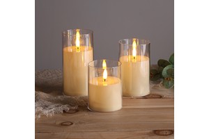 Matti's Plastic Ivory LED Pillar Candles Wedding Remote Control Battery Operated Flickering Flameless Led Candles
