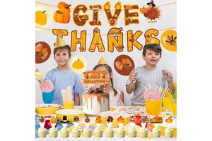 Modern Thanksgiving Party Decoration Supplies Turkey Pumpkin Banner Pulling Flag Inserting Balloon for Festive Thanksgiving Day