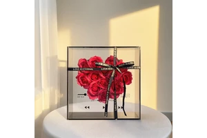 Factory Price Luxury Everlasting Stabilized Acrylic Rose Preserved Flower Box Handmade Chinese New Year Graduation Valentine's