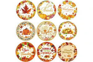 Customized Modern Style Thanksgiving Themed Party Supplies Disposable Oval-Shaped Pumpkin Paper Plates and Cups Set