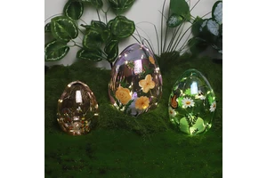 Hot Product Easter Decoration Hand Blown Glass Egg with Led Lights