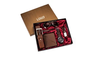 Men's Sunglasses Gift Set Father's Day Gift Watch Wallet Belt Pen 5Pcs Gift Set with Box