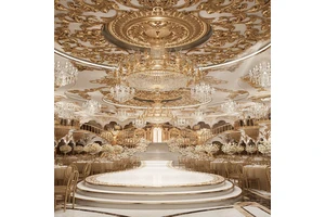 Turnkey Solutions For European Luxury Baroque Court Wedding Hall Style Theme Lighting Crystal Golden Chandelier