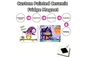 Hot Selling Customized Personalized DIY Halloween Series Painted Ceramic Fridge Magnet Promotion Gift