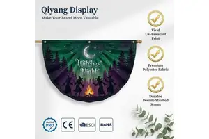 Half Circle String Flag 45X90CM Polyester Eco-Friendly Durable Folded For Festive Display In Halloween And Day Of The Dead