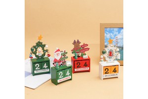 Christmas Gifts Children's Toys Wooden Calendar Tabletop Display Santa Claus Christmas Tree Ornament