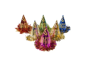 Metallic Tassel Happy Birthday Cone Party Hats for Kids Adults Photo Booth Props Birthday Party Decorations Supplies