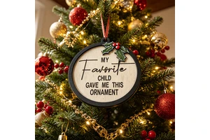 Personalized Wooden Christmas Ornament With Black Frame Funny Holiday Gift 3D Laser Cut Wood Tree Decoration Wholesale