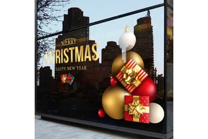 2026 New Year 3D Artificial Ball Christmas Window Sticker Elegant Shopping Mall Glass Decoration Arrangement for Wall Window