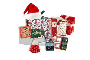 DIY Hot Selling Red & Green Christmas Party Hat Card Gifts Set Made of Paper Environment-Friendly Packaged in a Gift Box