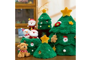 35cm Christmas Stuffed Soft Animals Deer Tree Fluffy Santa Claus Soft Doll Kids Plush Toy Decoration For Gift Stores