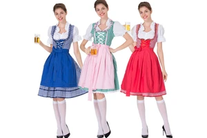 Traditional Bavarian Octoberfest German Beer Wench Costume Adult Oktoberfest Dirndl Dress With Apron