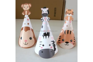 Cartoon Animal Shape Conical Paper Hat Birthday Hat Party Supplies for Adults and Children