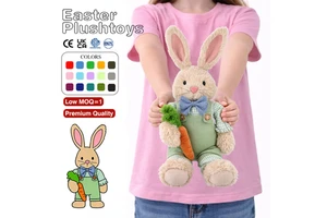 2026 New Custom Wholesale Design Easter Bunnies Stuffed Animal Sweater logo Customized Easter Bunny Plush