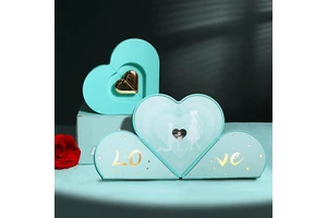 Valentine Day Gift Idea Luxury Heart-Shaped Jewelry Box Creative Ring Necklace Ornaments Packaging with Soap Flowers