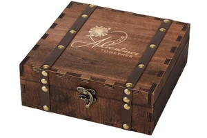 Personalized Engraved Wooden Memory Box Wedding Keepsakes Anniversary Engagement Gift For Couples Bridal Shower Heart Storage