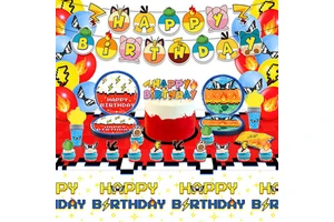 Pl KA Cartoon Birthday Party Supplies Birthday DIY Home Decorations Included Banner Cupcake Toppers Balloons Party Kid Favor