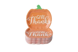 Disposable Paper Plate Thanksgiving Pumpkin Party Tableware Harvest Festival Dining Decor Set