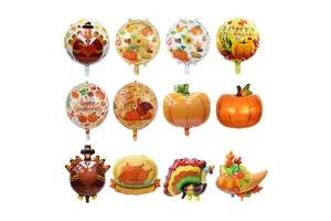 Thanksgiving Party Decoration 18inch Round Aluminum Foil Balloons Turkey Pumpkin Balloon